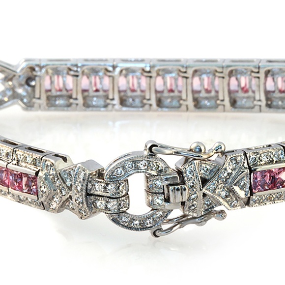 7.75 Ct Natural Pink Sapphire 18k Gold Bracelet - Picture 2 of 6